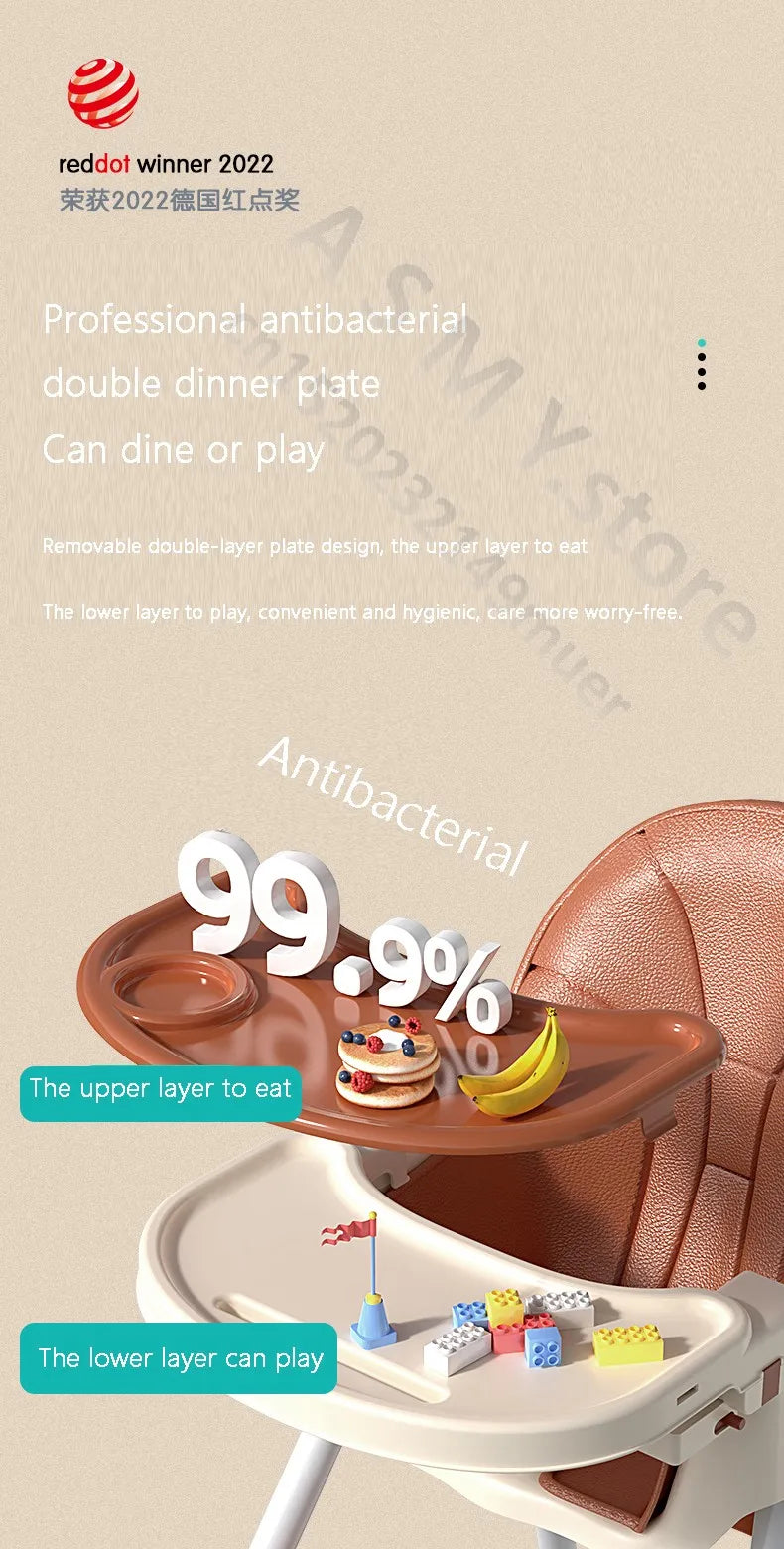 Chaise bébé haute pliable et réglable