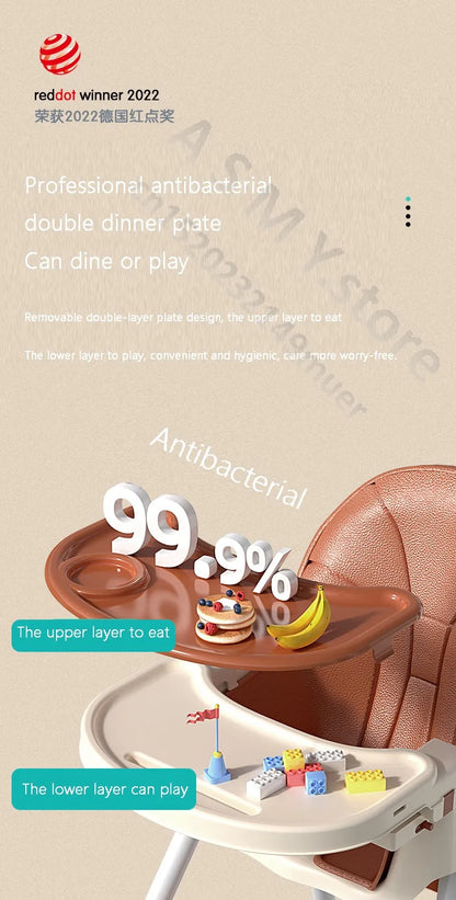 Chaise bébé haute pliable et réglable