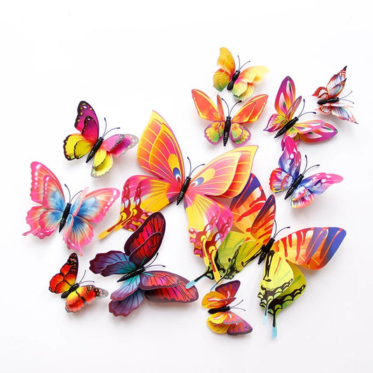 Autocollants muraux 3D en forme de papillon 12Pcs