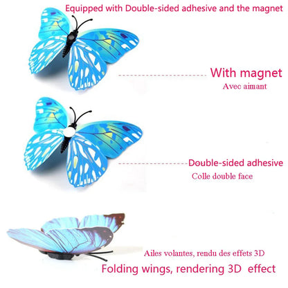 Autocollants muraux 3D en forme de papillon 12Pcs