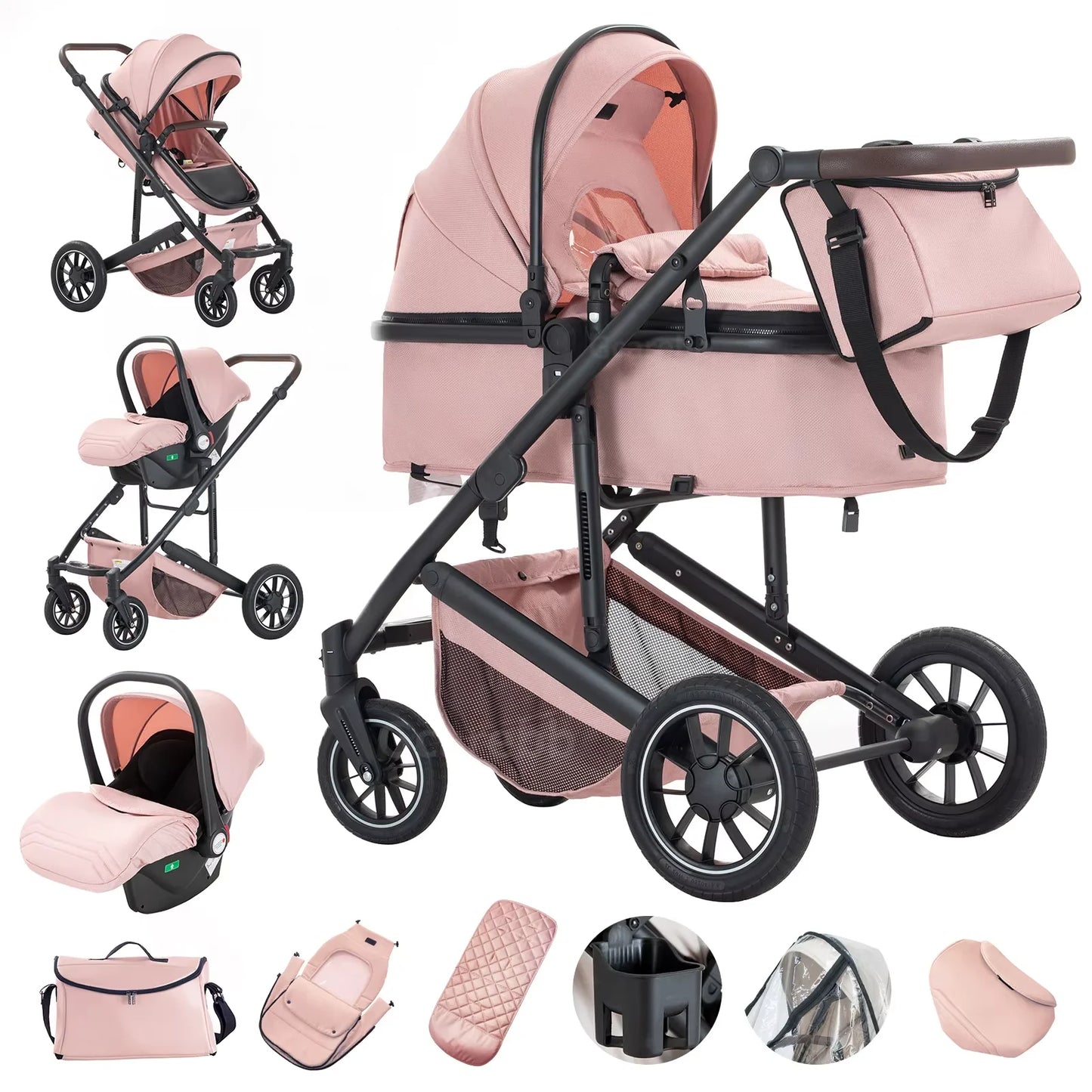 Poussette 3-en-1 moderne pour bébé
