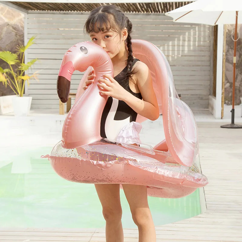 Anneau de natation en forme de flamant rose