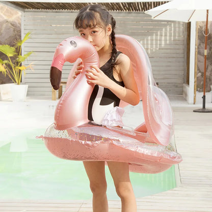 Anneau de natation en forme de flamant rose