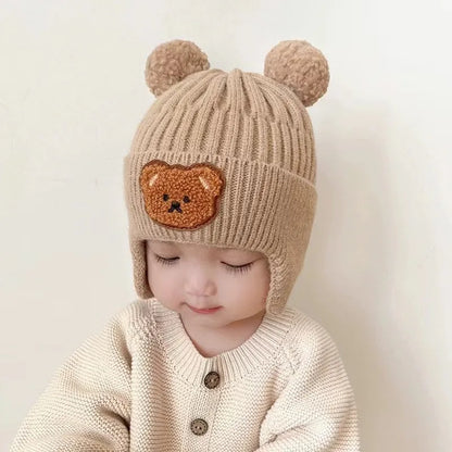 Bonnet chaud bébé en forme d'ours