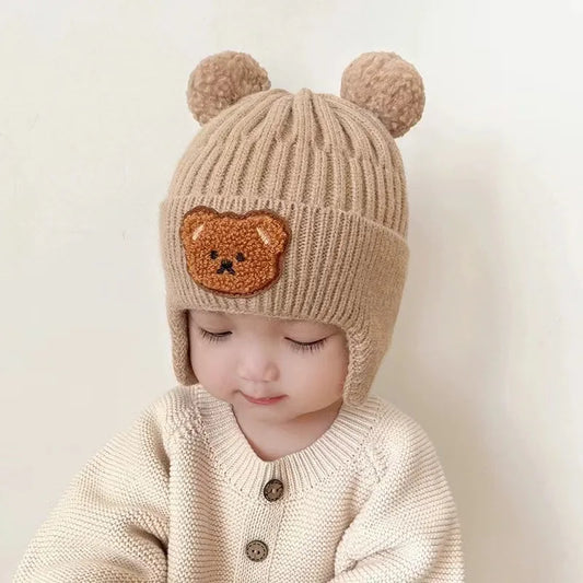 Bonnet chaud bébé en forme d'ours