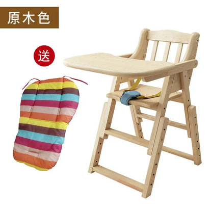Chaise haute en bois pliable pour bébé