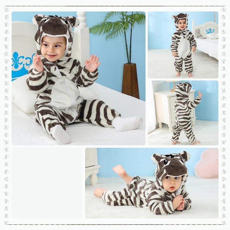 Combinaison pyjama chaud en polaire d’animaux pour bébé