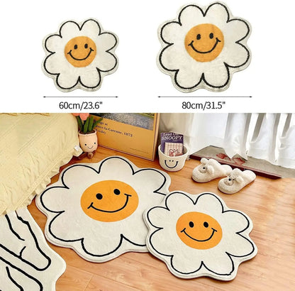 Tapis de sol bébé doux rond en forme de fleur qui sourit
