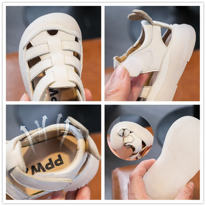 Sandales d’été à brides en similicuir pour bébé