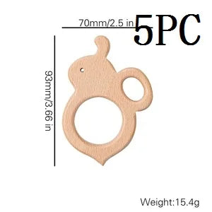 Hochet de dentition en bois de hêtre pour bébé