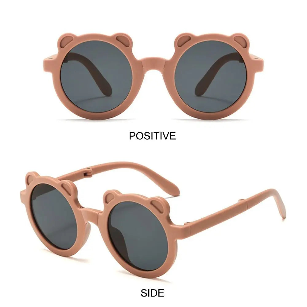 Lunettes de soleil pliables rondes en forme d’ours pour enfants