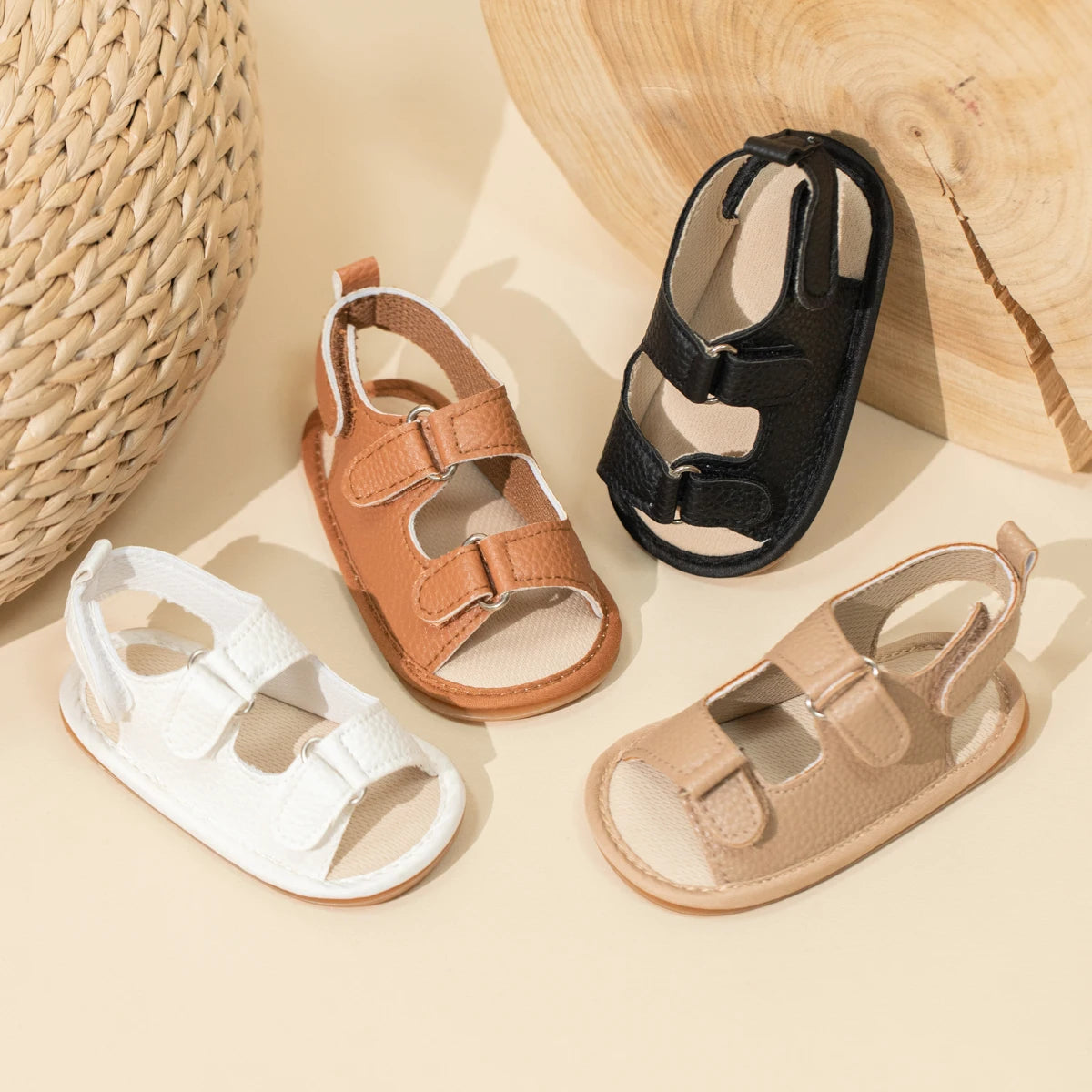 Sandales plates d’été à scratch pour bébé garçon et fille