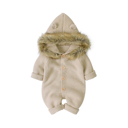 Combinaison tricotée à capuche pour bébé