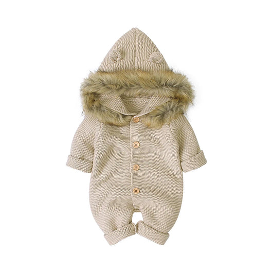 Combinaison tricotée à capuche pour bébé