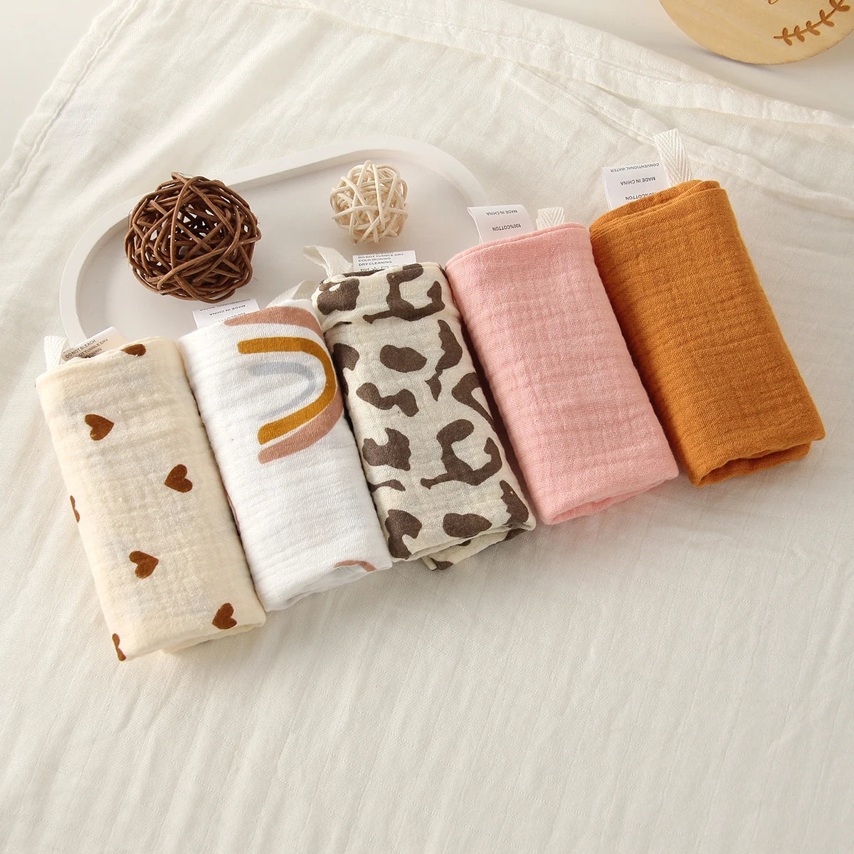 Bavoir 100% en mousseline de coton biologique pour bébé X5