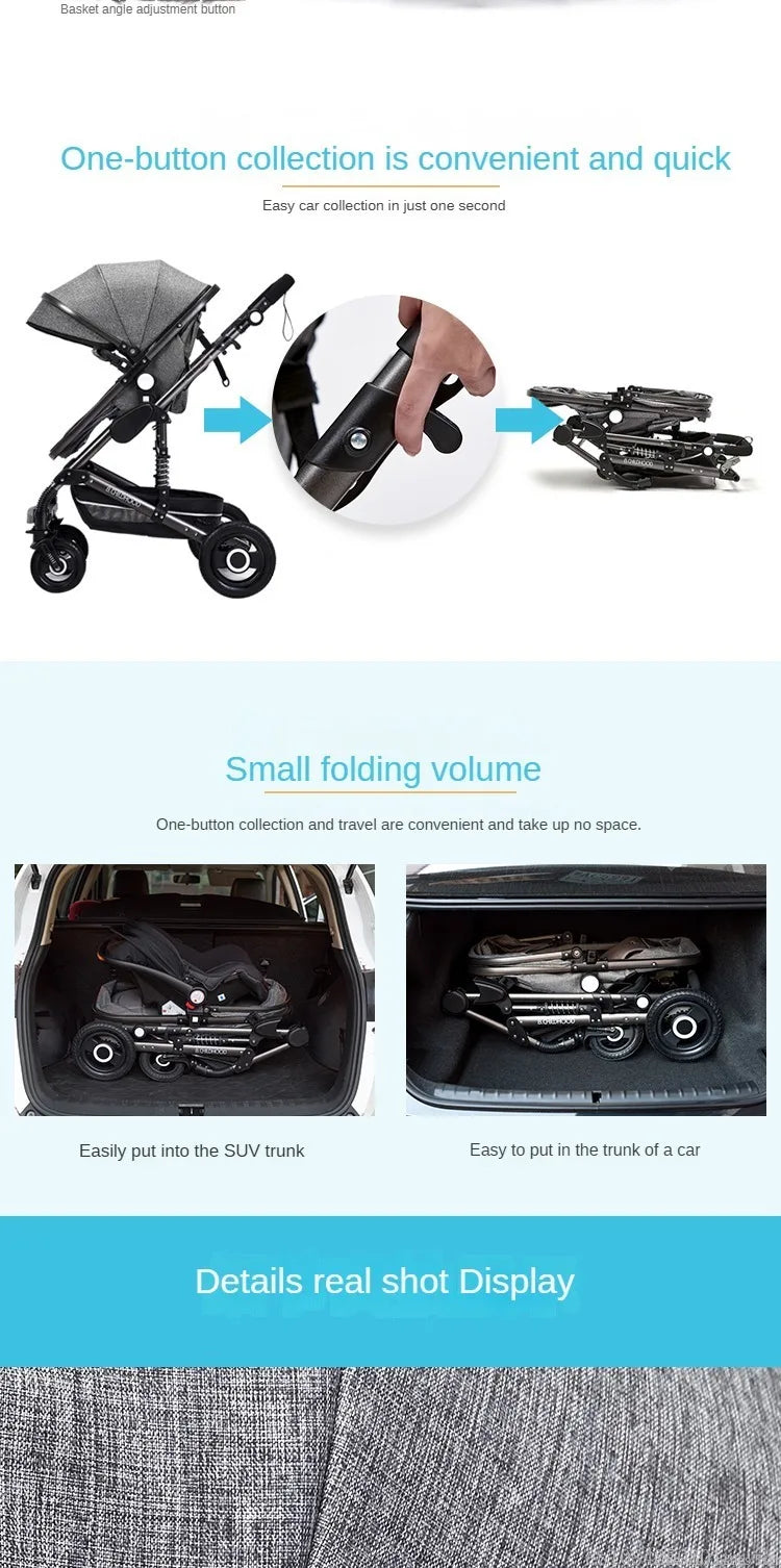 Poussette pliable multifonctionnelle pour bébé