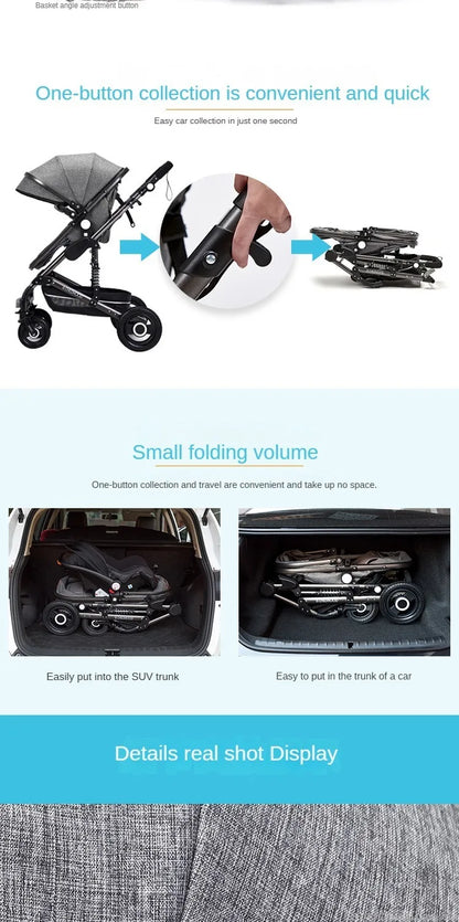 Poussette pliable multifonctionnelle pour bébé