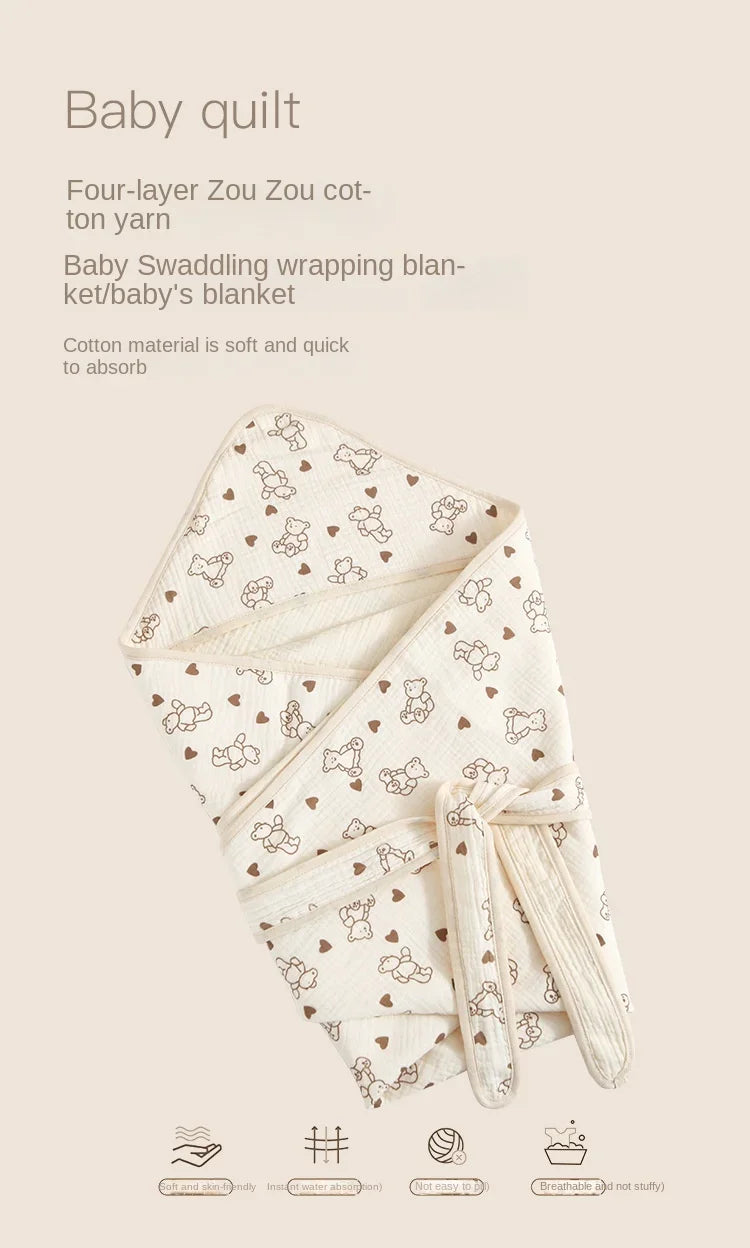 Cape de bain pour bébé beige avec cœurs