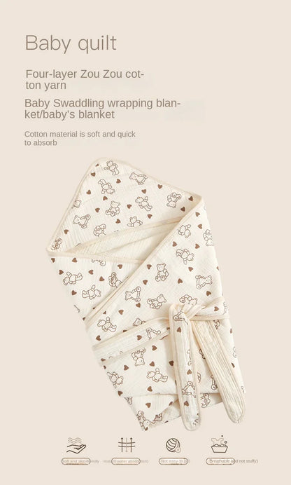 Cape de bain pour bébé beige avec cœurs