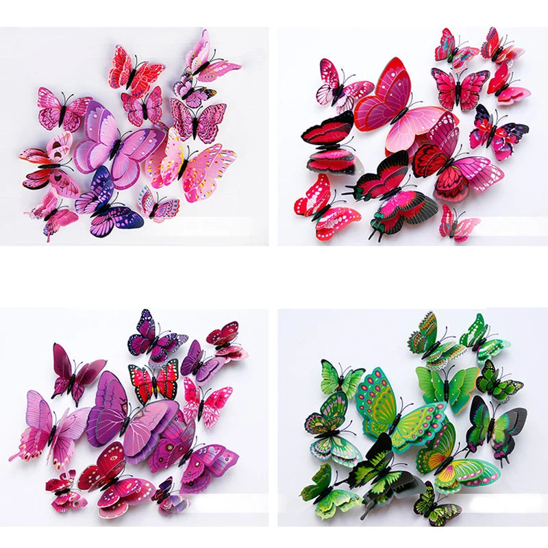 Autocollants muraux 3D en forme de papillon 12Pcs