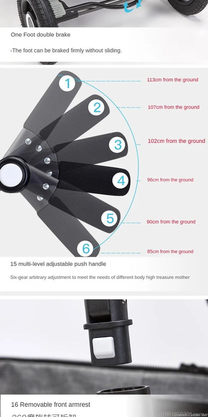 Poussette pliable multifonctionnelle pour bébé