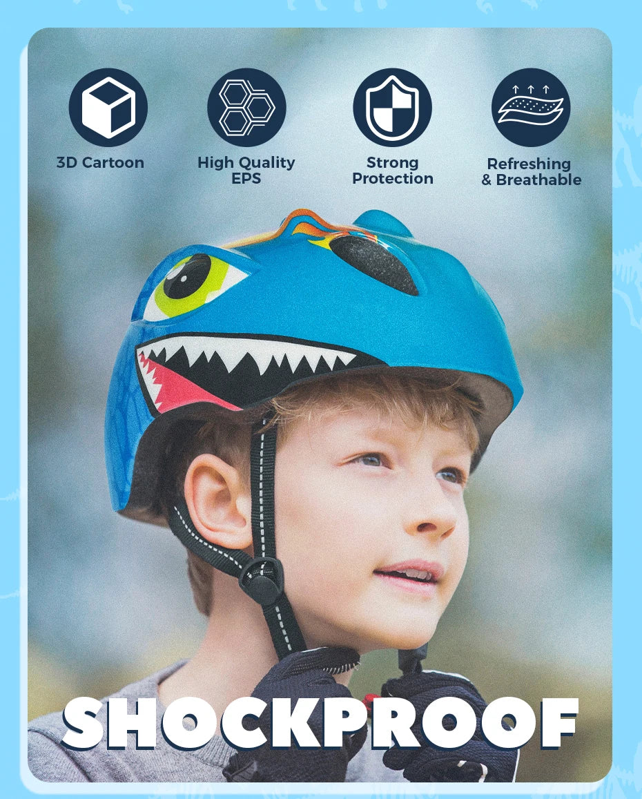 Casque de vélo à motif de dinosaure 3D pour enfants