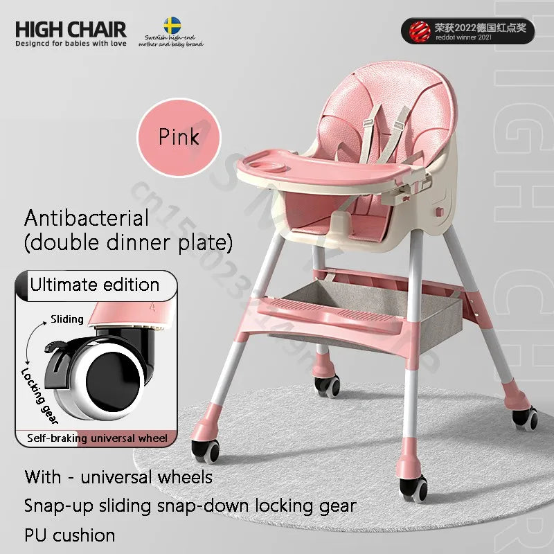 Chaise bébé haute pliable et réglable