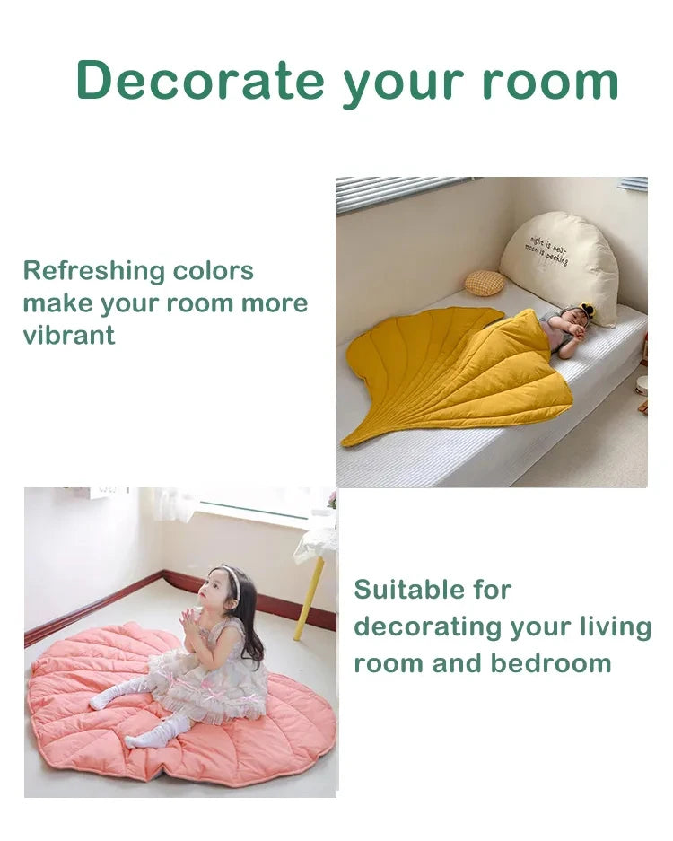 Tapis de sol en coton en forme de belle feuille pour bébé