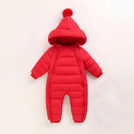 Doudoune bébé barbotteuse rouge avec capuche