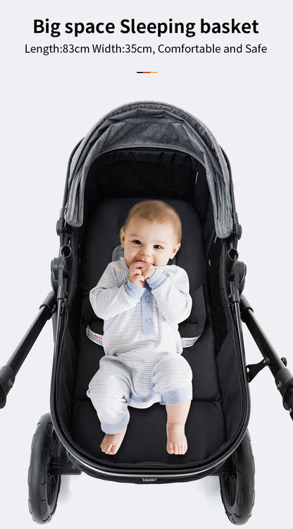 Poussette luxueuse 3 en 1 pour nouveau-né pliable