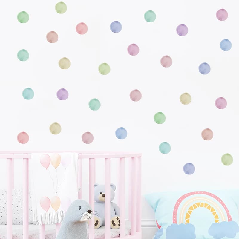 Autocollants muraux en point coloré pour chambre d’enfant