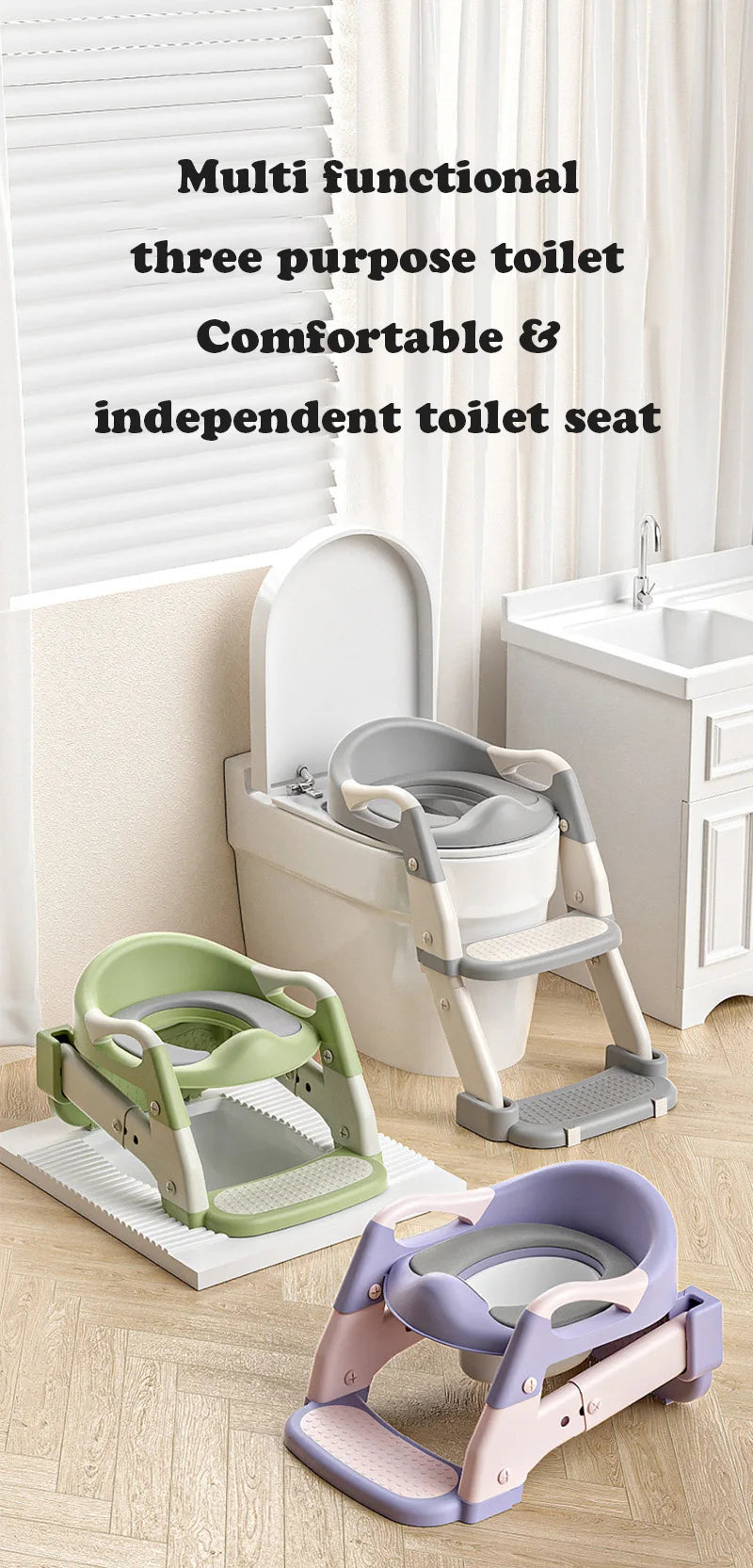 Chaise de toilettes pliable avec escalier pour enfants