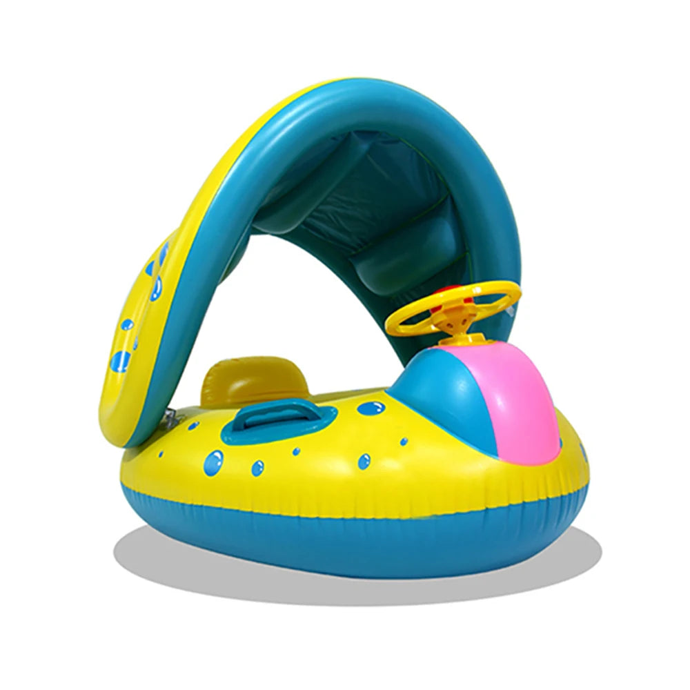 Bouée pour bébé portable et gonflable avec pare-soleil