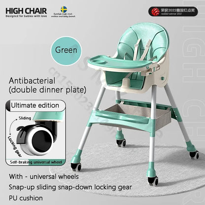 Chaise bébé haute pliable et réglable