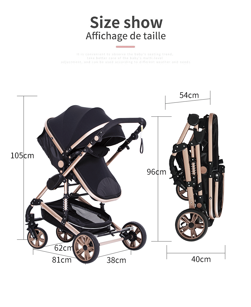 Poussette trio 3 en 1 pour bébé pliable