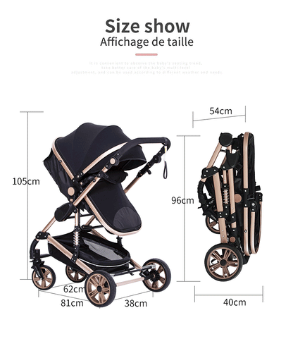 Poussette trio 3 en 1 pour bébé pliable