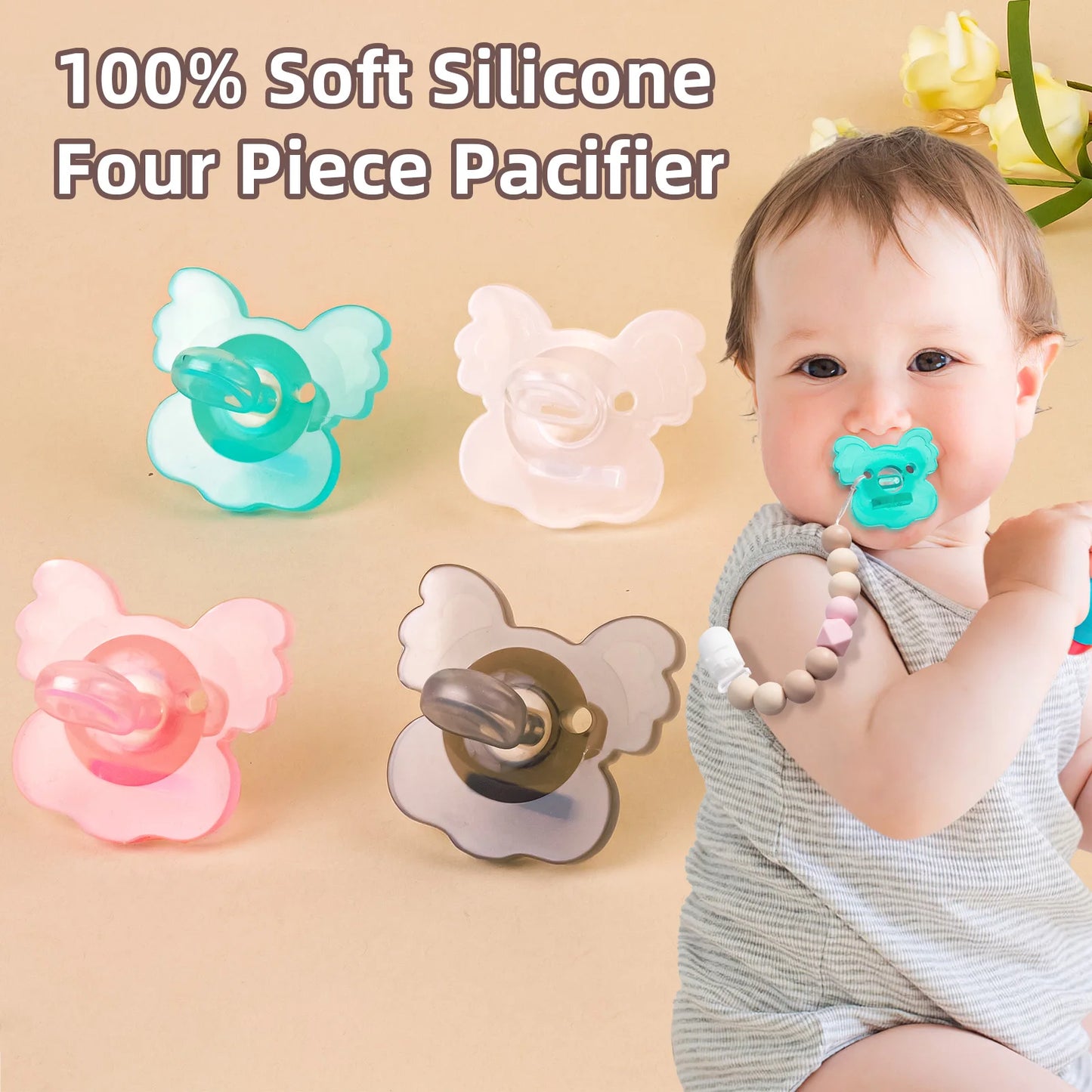 Pack de 2 sucettes en forme de koala avec attache-tétine