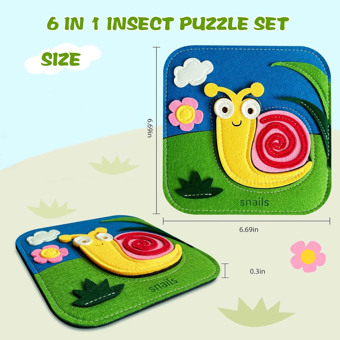 Puzzle Montessori en feutre 3D pour motricité Fine