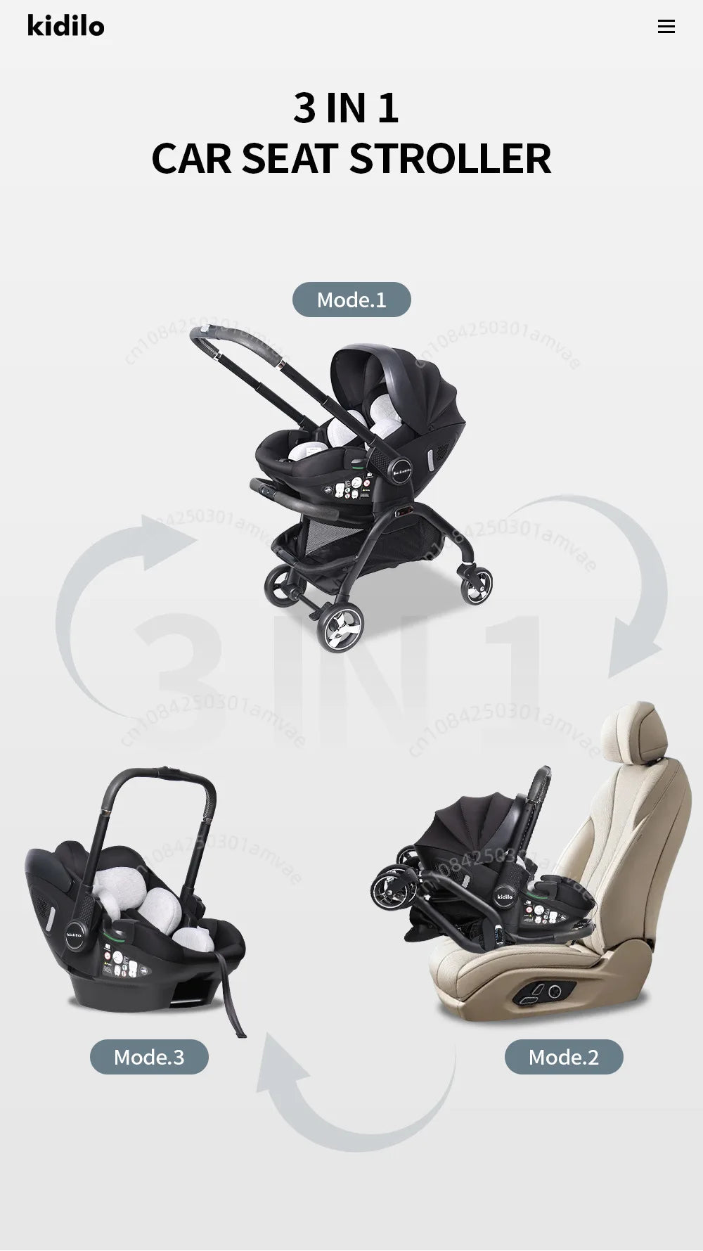 Poussette Portable 3 en 1 pour bébé