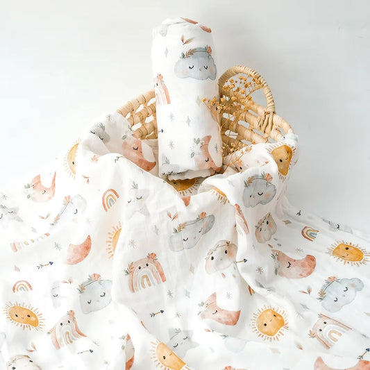 Couverture à langer en mousseline de bambou et coton pour bébé