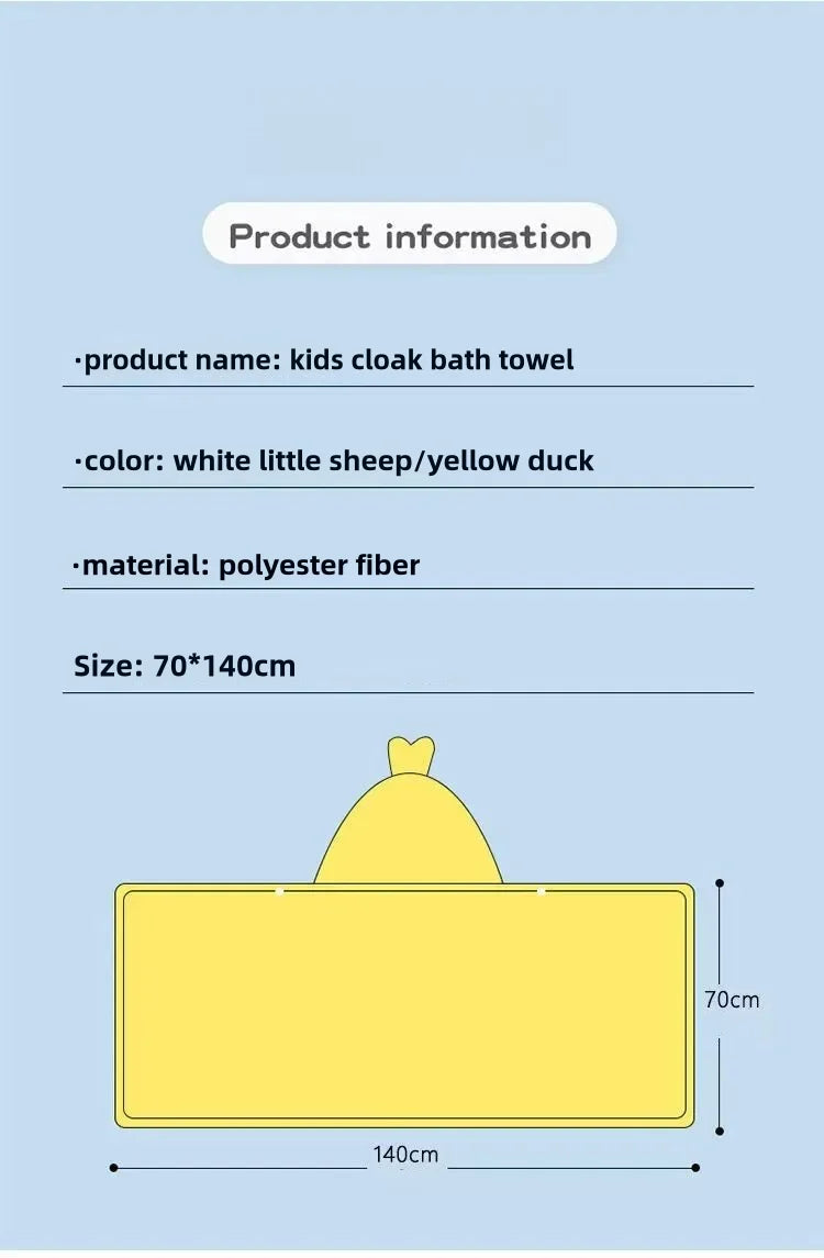 Cape de bain pour bébé avec capuche en tête de canard