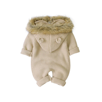Combinaison tricotée à capuche pour bébé