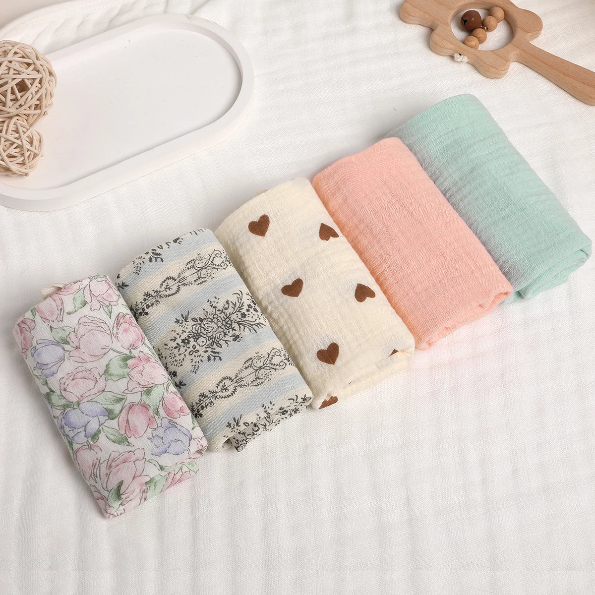 Bavoir 100% en mousseline de coton biologique pour bébé X5