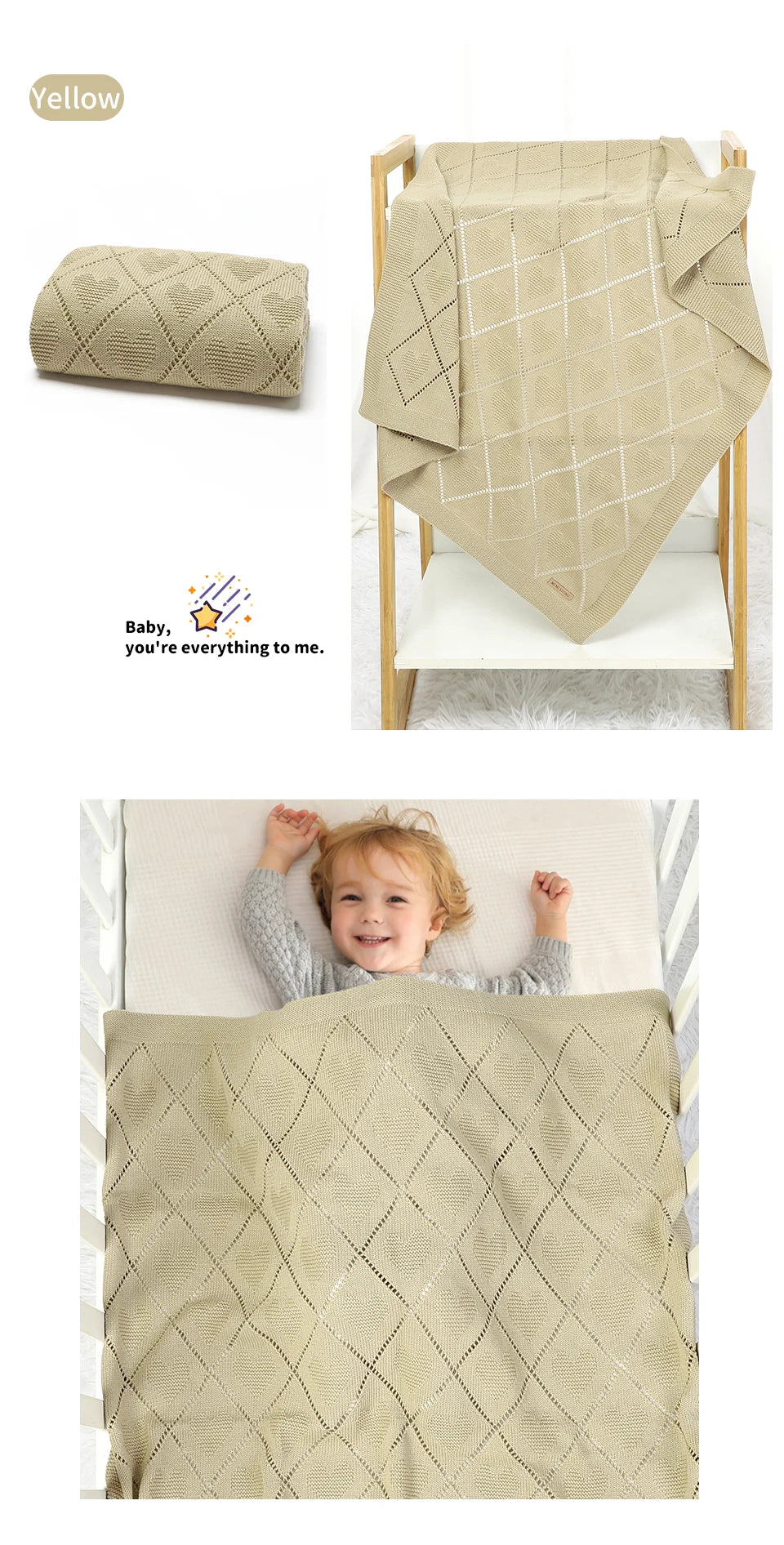 Couverture tricotée en coton pour bébé
