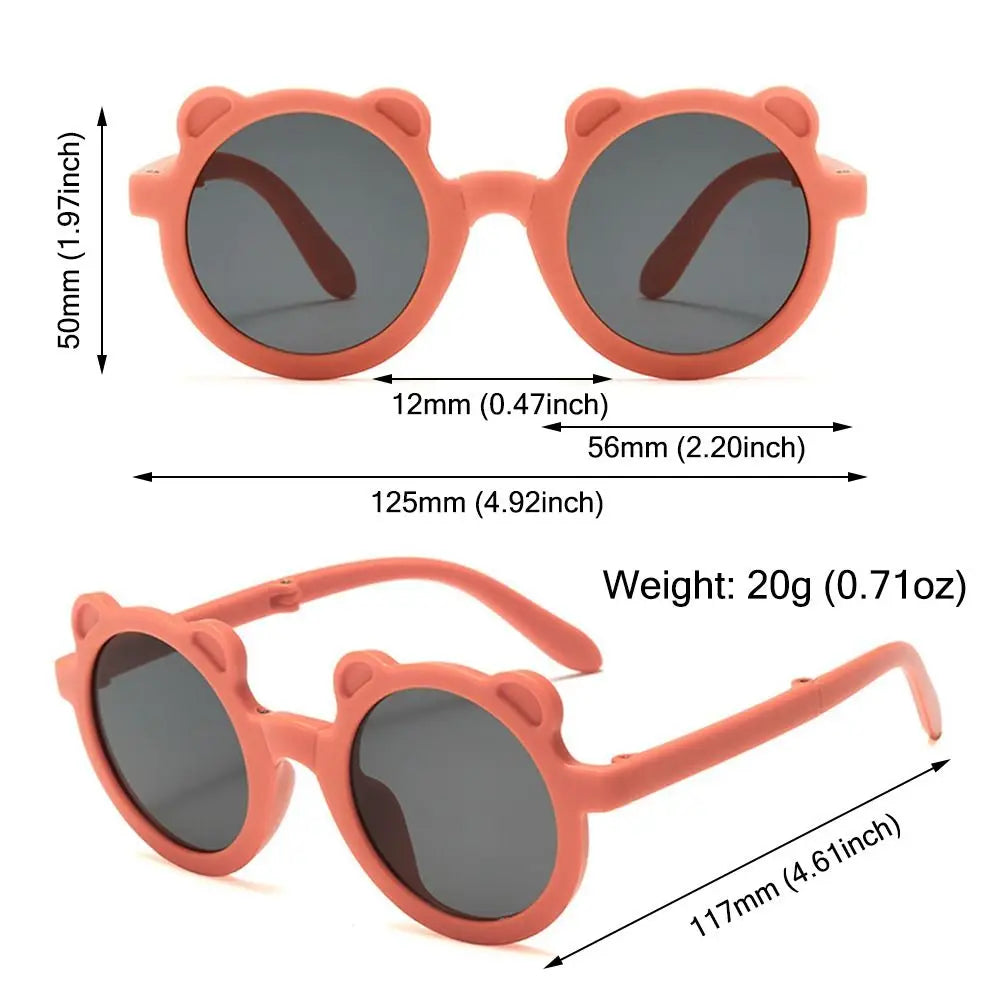 Lunettes de soleil pliables rondes en forme d’ours pour enfants