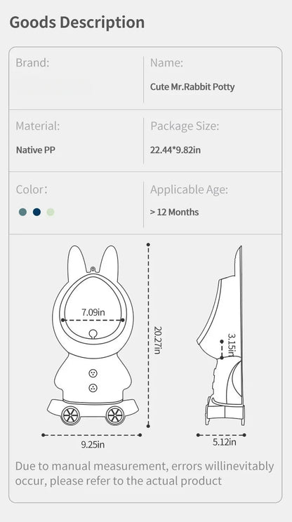 Pot de toilette vertical forme lapin pour bébé