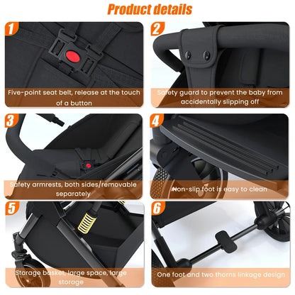 Poussette de bébé pliable à 4 roues