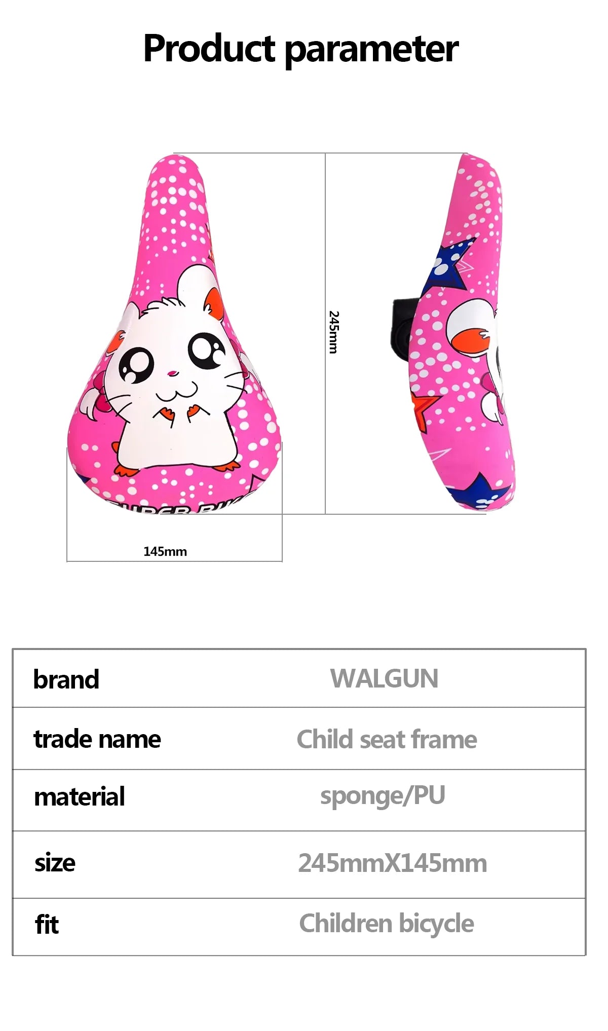 Selle de vélo pour enfant en motif dessin animé