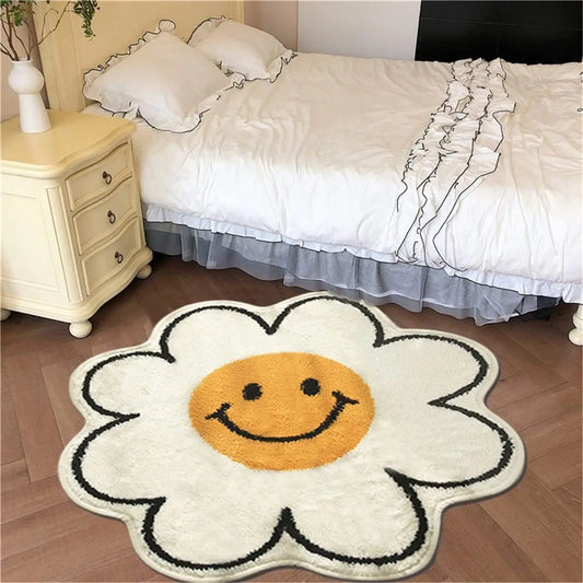 Tapis de sol bébé doux rond en forme de fleur qui sourit