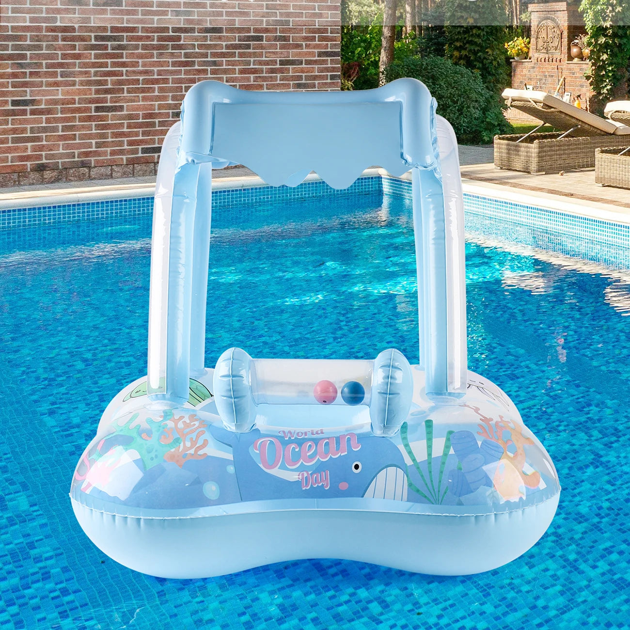 Bouée de piscine avec pare-soleil